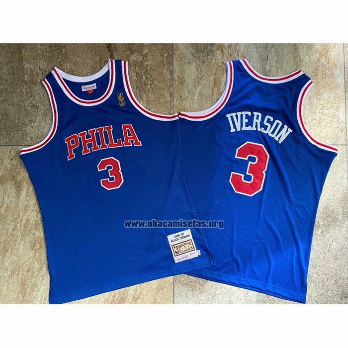 Camiseta Philadelphia 76ers Allen Iverson NO 3 Mitchell & Ness 1996-97 Azul